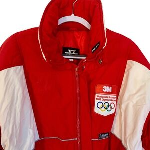 Vintage Sunice Jacket Mens L Red 1988 Winter Olympics Ski Snowboard Bomber 80s